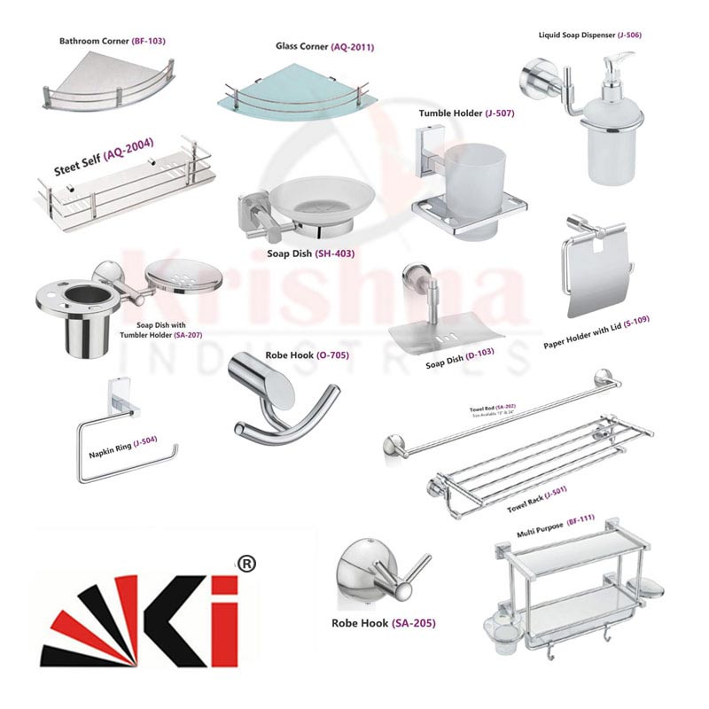 SS Bathroom Accessories Kit Manufacturers - Hardware Bath Door Wall Fitting Household Item Manufacturers