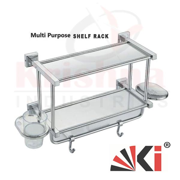 SS Multi Purpose Trolley Glass Shelf Bathroom Accessories