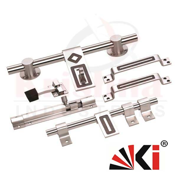 SS Door Kit with Pull Handle Tower Bolt Door Stopper and Door Fitting Manufacturers Exporters