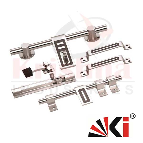 Door Hardware Latch Fitting - SS Door Kit with Pull Handle - Tower Bolt Door Stopper Door Fitting Manufacturer Exporters Mica