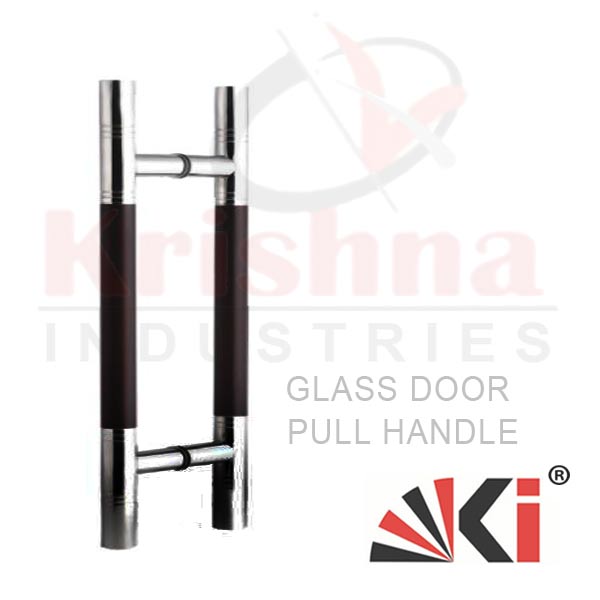 SS Bar Wooden Design Glass Door Pull Handle - Krishna